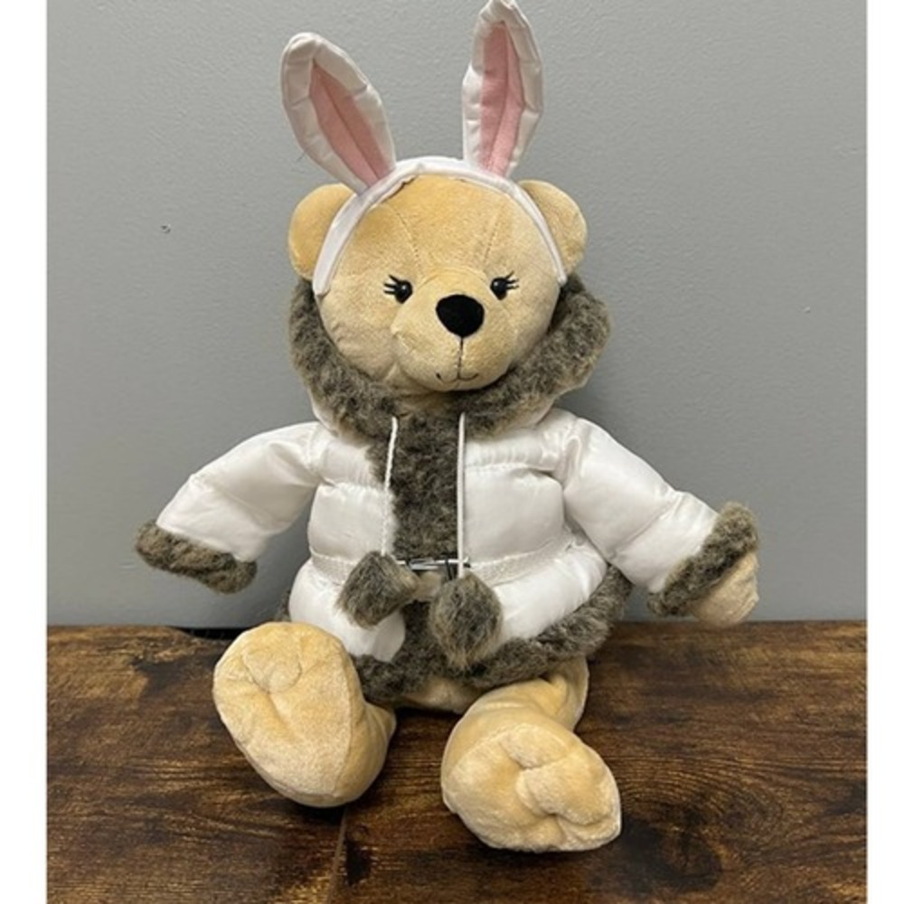 Bath & Body Works Teddy Bear With Bunny Ears with Puffer with Faux Fur Plush